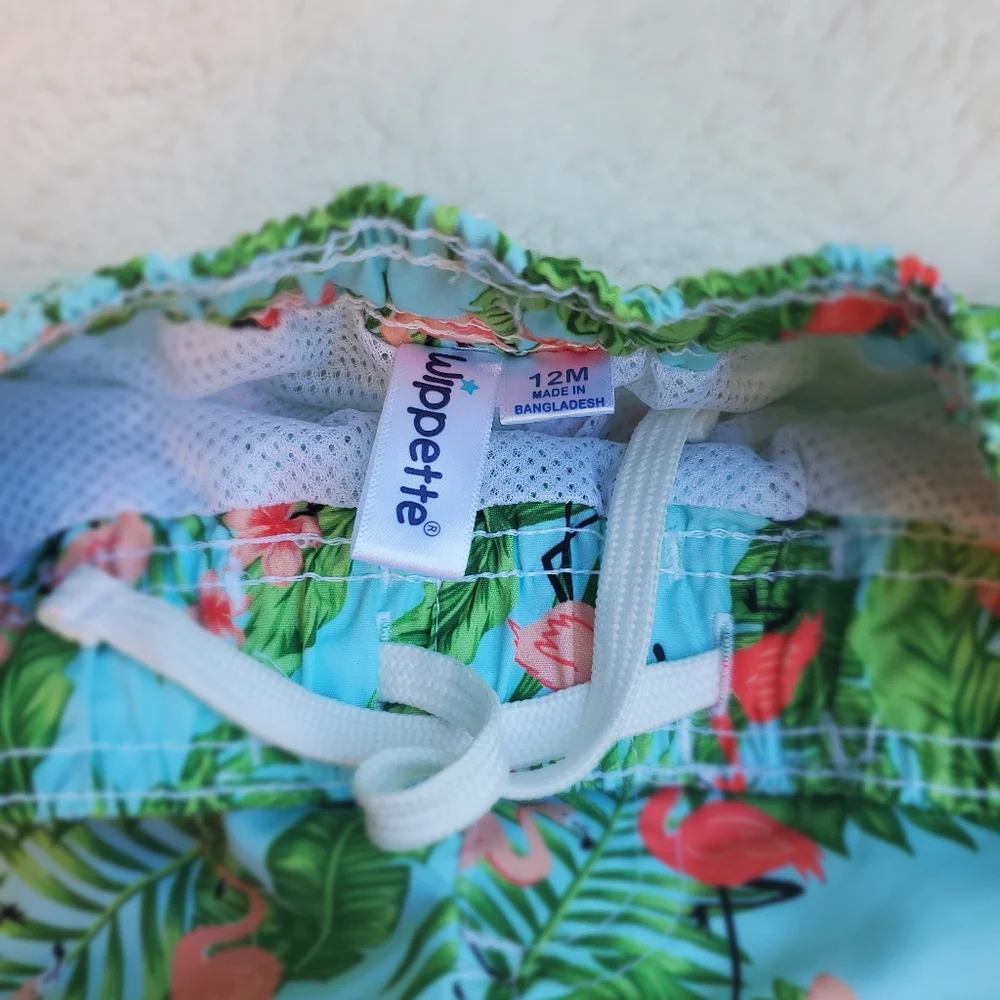 Tropical Flamingo Swim Shorts Size 12m